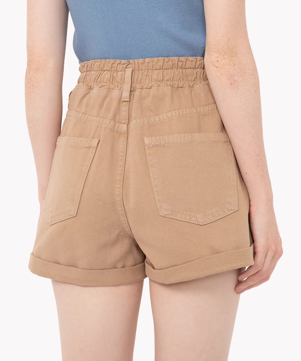 short de sarja clochard cintura super alta com bolsos kaki — foto 3