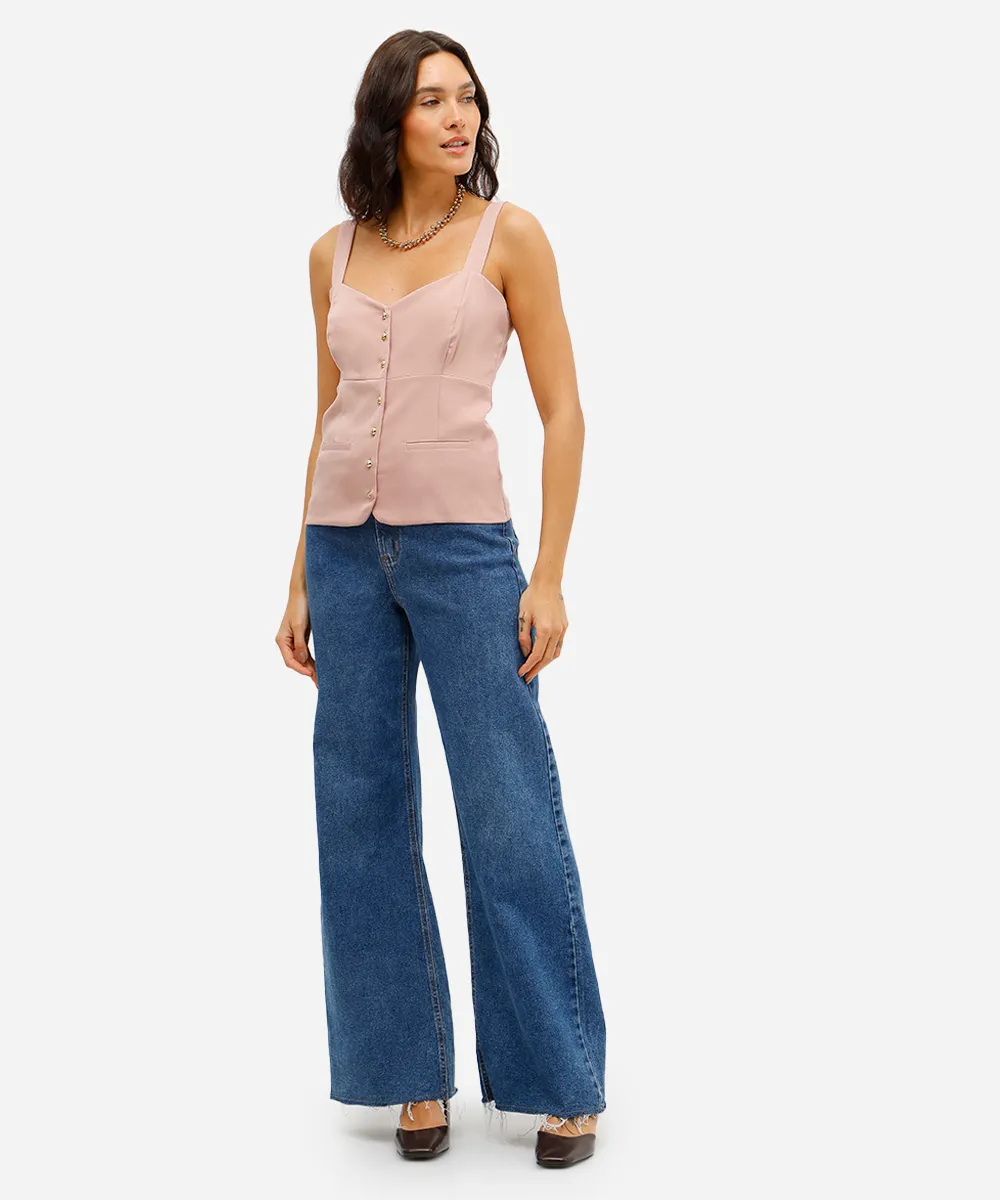 blusa feminina acetinada decote coração rosa — foto 3
