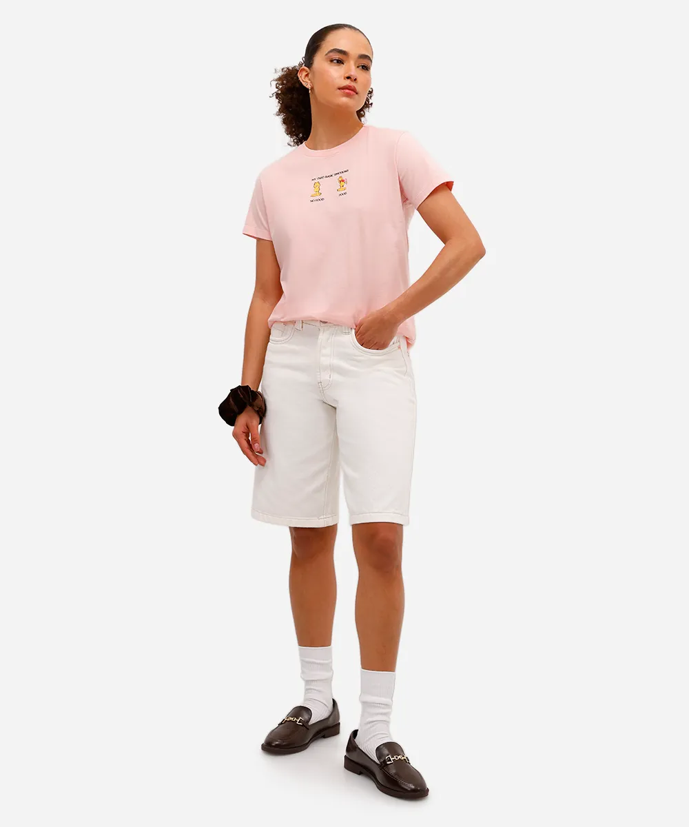 camiseta feminina de algodão garfield rosa — foto 3