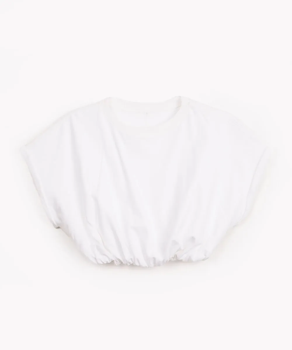 cropped de algodão juvenil balonê manga curta off white — foto 2