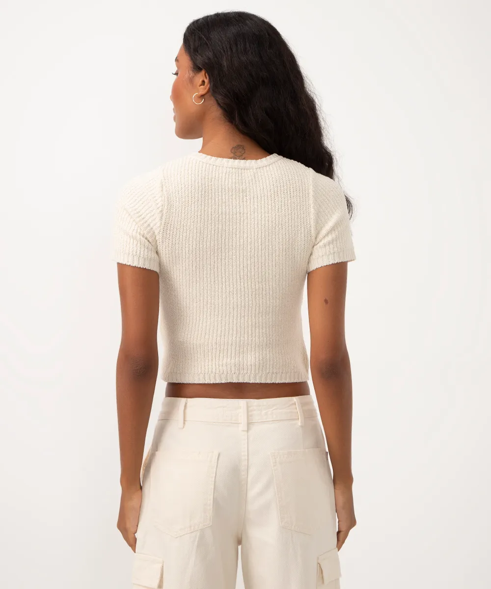 cropped de tricot trançado bege — foto 2