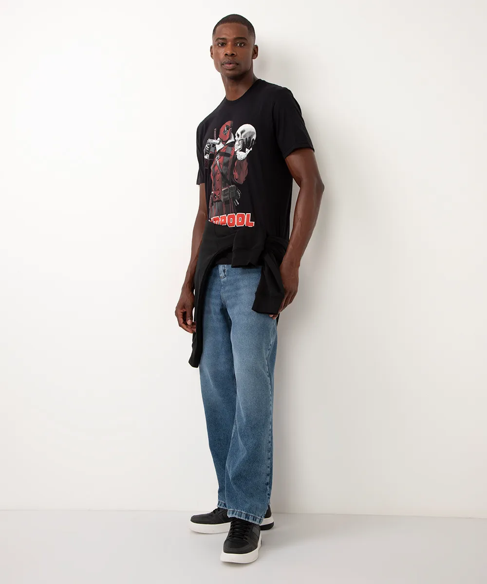 camiseta de algodão manga curta deadpool preto — foto 3