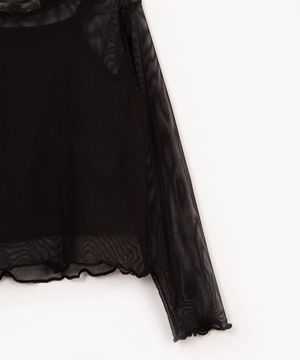 blusa infantil de tule manga longa preta — foto 3