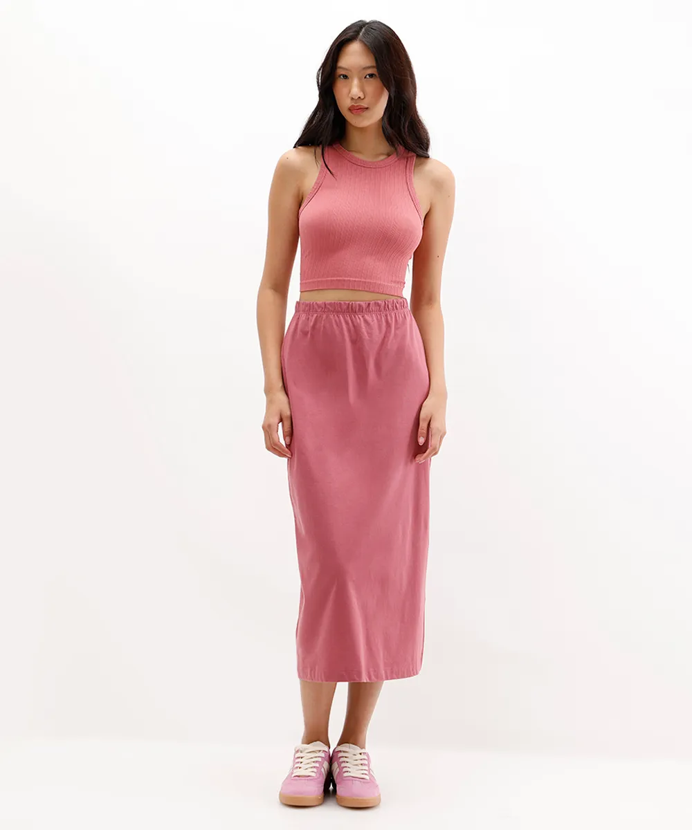 cropped feminino de poliamida canelado rosa — foto 3