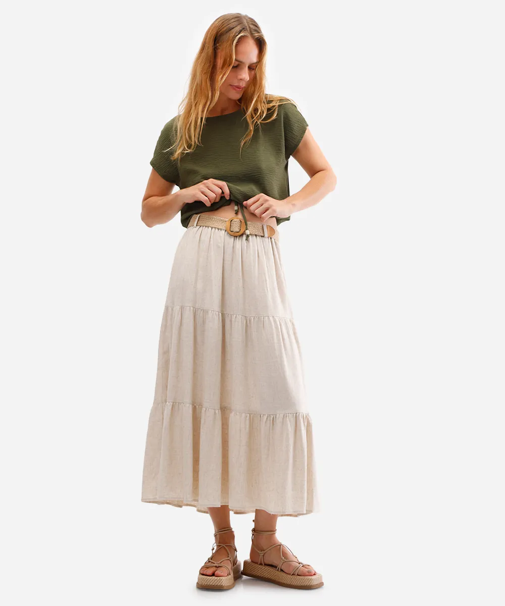blusa feminina texturizada com amarração verde — foto 3