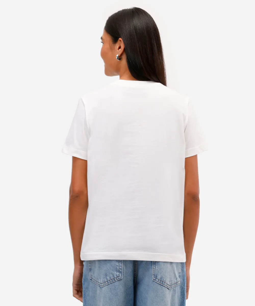 camiseta feminina de algodão manga curta stitch off white — foto 4