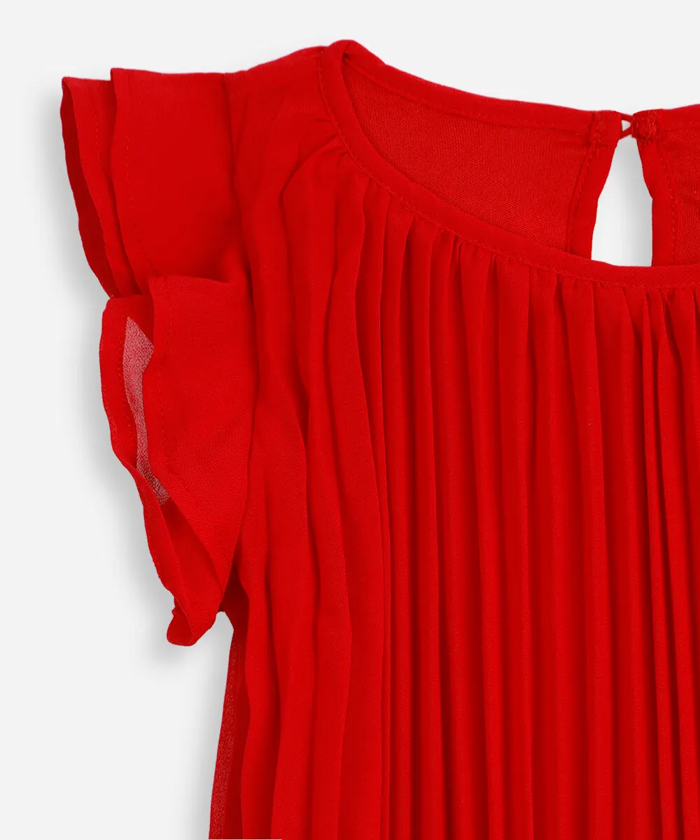 vestido plissado infantil babado vermelho — foto 3