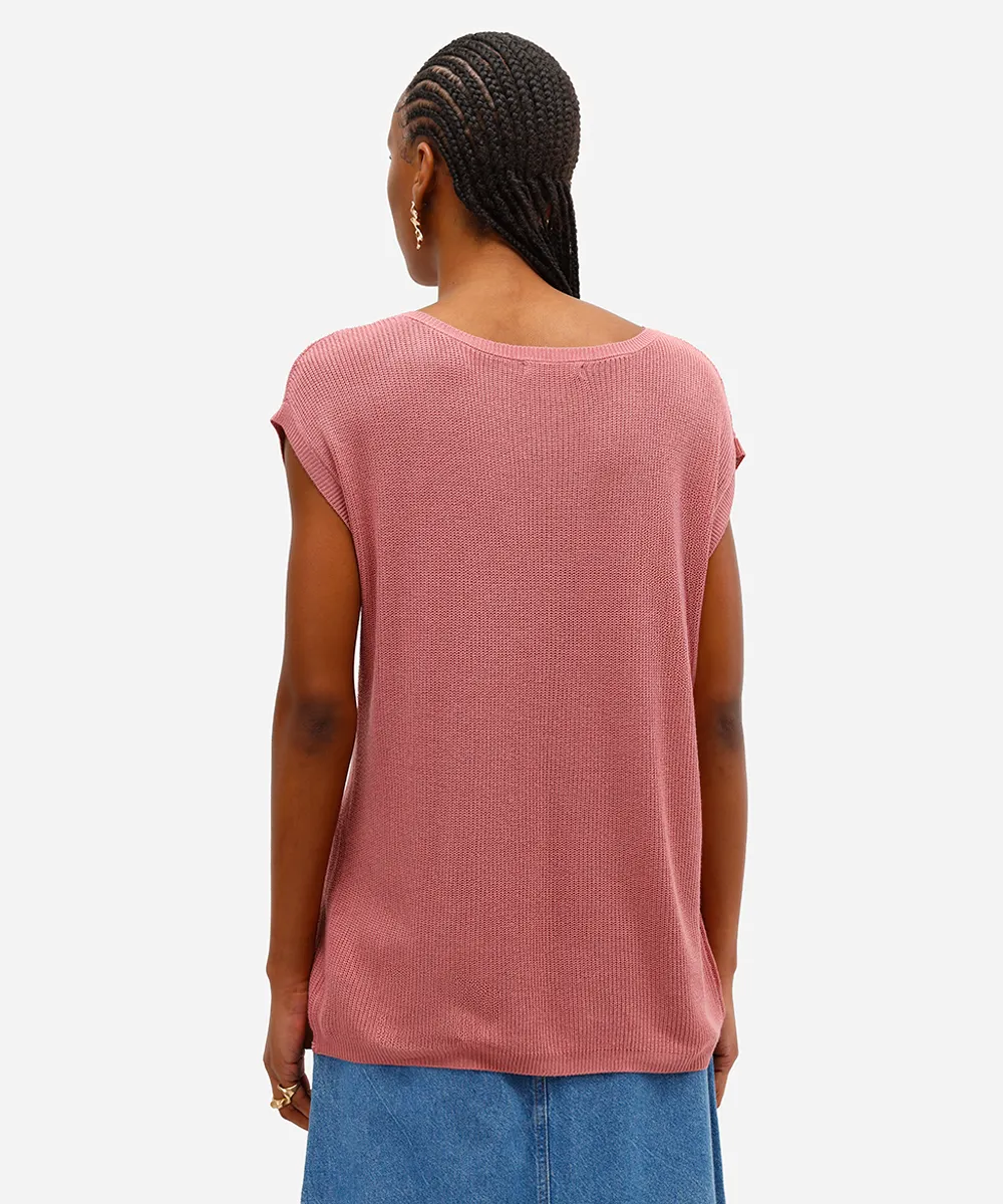 blusa muscle feminina de tricot decote redondo rosa — foto 3