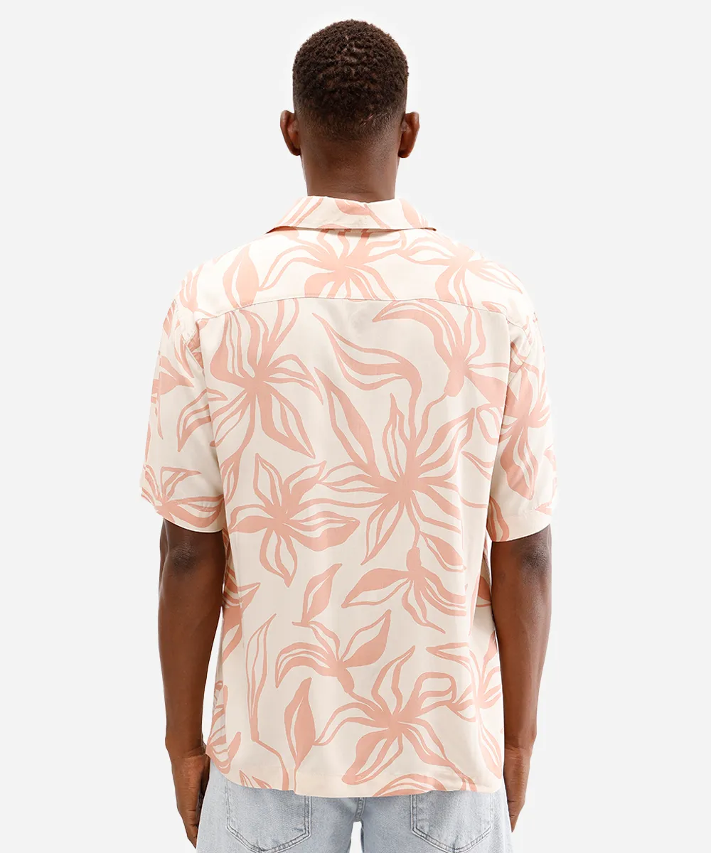 camisa masculina de viscose manga curta floral rosa — foto 2