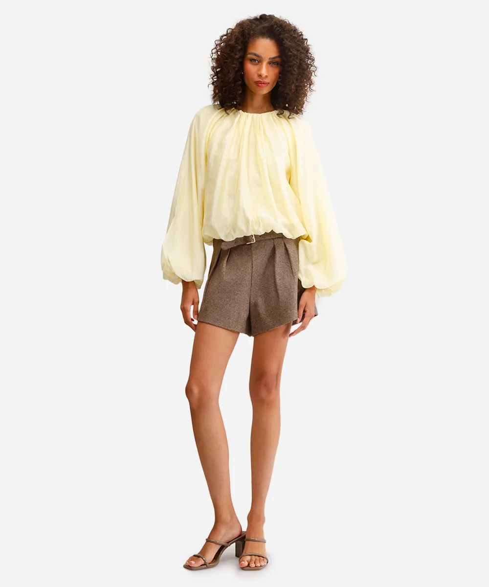 blusa balonê feminina de liocel amarela — foto 3