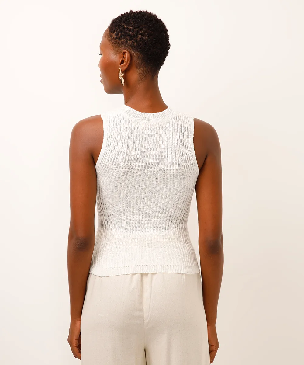 regata de tricot com fios lurex off white — foto 2