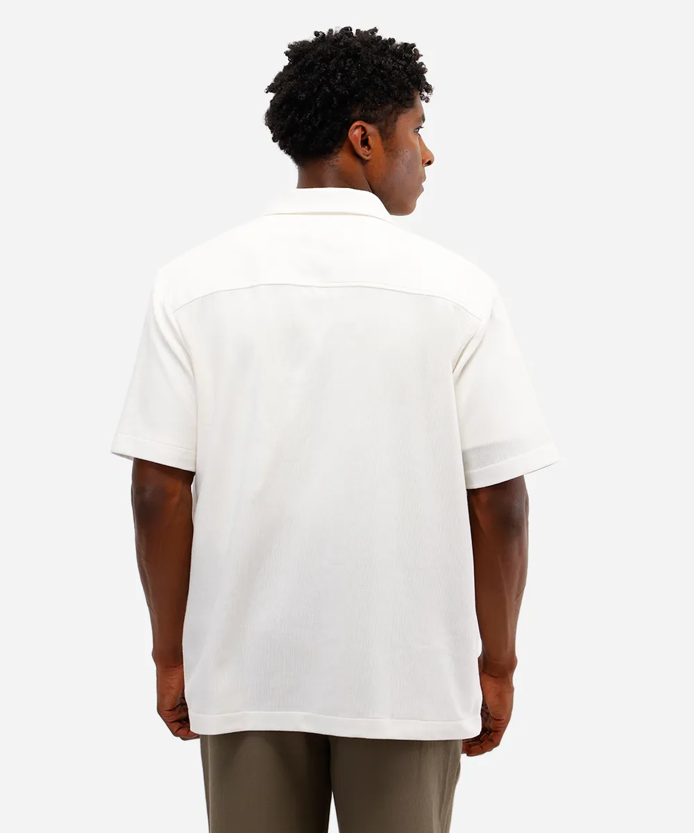 camisa masculina de algodão manga curta canelada off white — foto 2