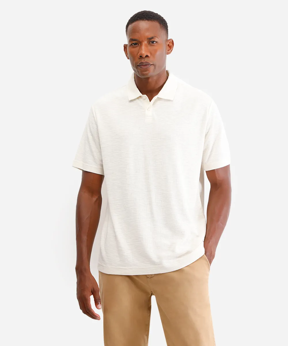 polo masculina de algodão texturizada off white — foto 5