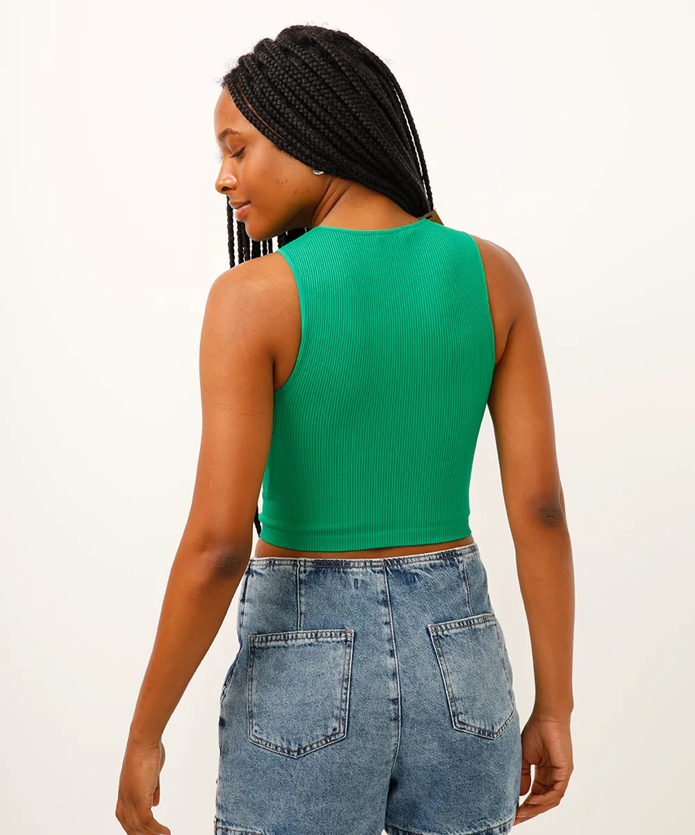 cropped halterneck de poliamida verde — foto 2
