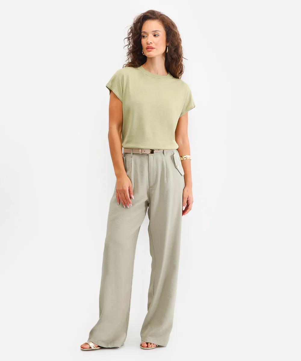 blusa muscle tee feminina de tricot verde — foto 3