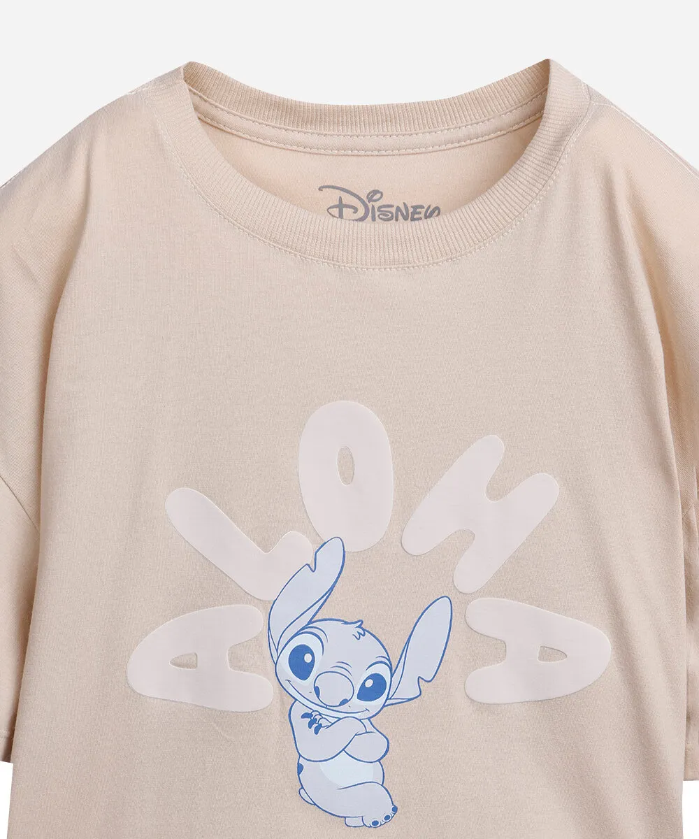 camiseta cropped infantil aloha stitch bege — foto 3