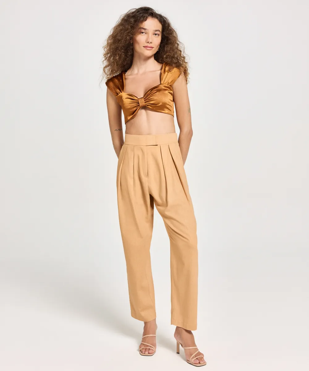 top cropped princesa acetinado com ombreira mindset e robertita marrom — foto 3