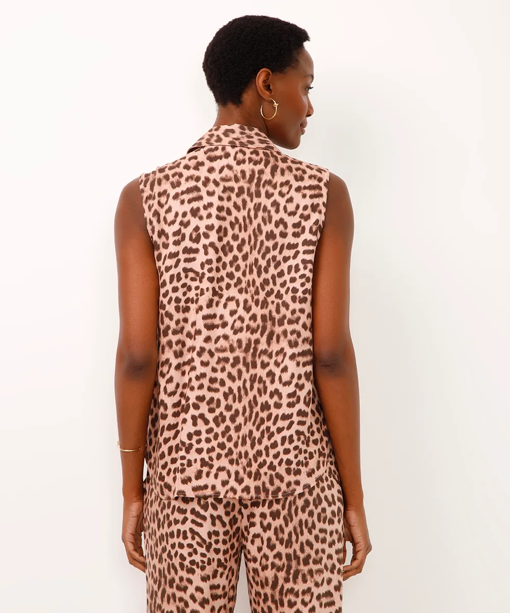 camisa de viscose alça larga animal print rosa — foto 2