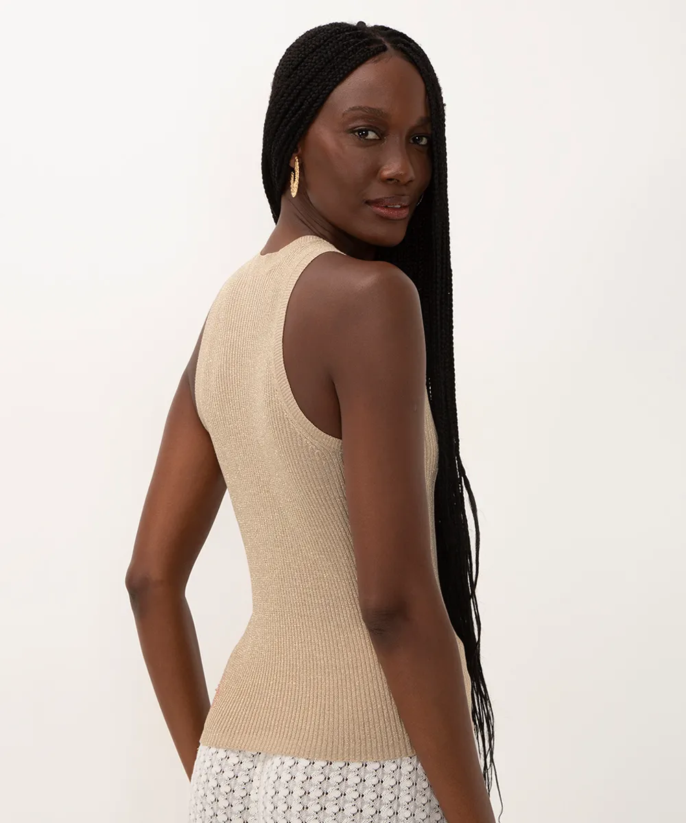 regata de tricot lurex dourada — foto 2
