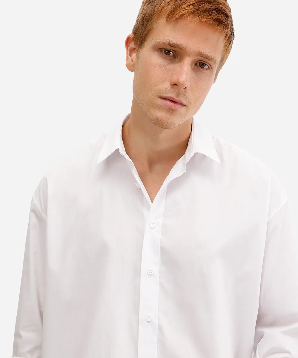 camisa oversized masculina de algodão manga longa off white — foto 4