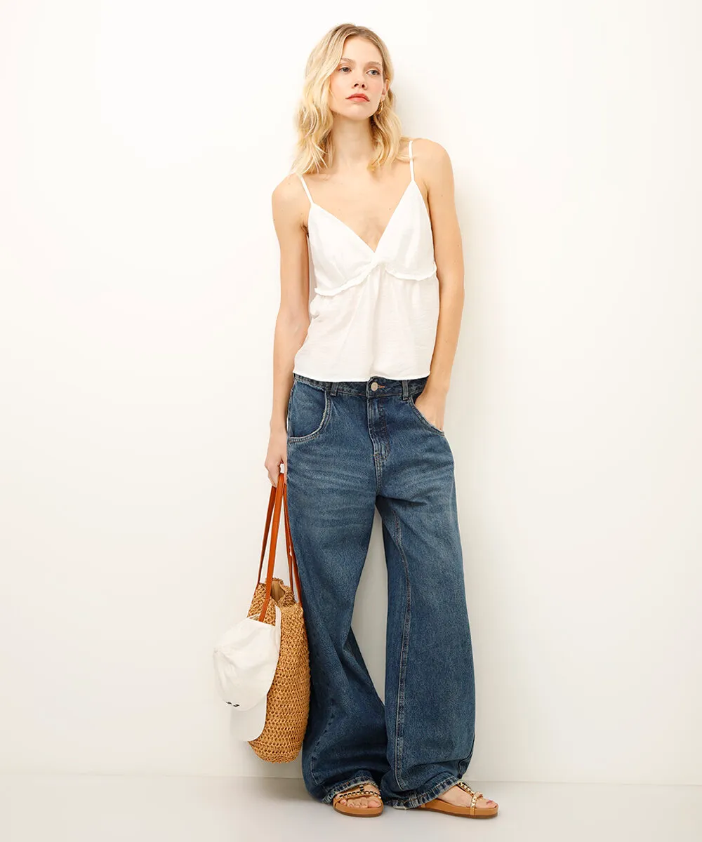 bata de viscose com babado e amarração off white — foto 3