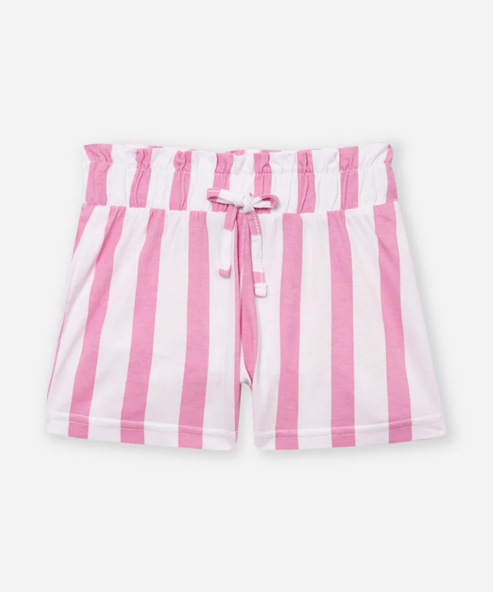 short de algodão infantil clochard listrado rosa