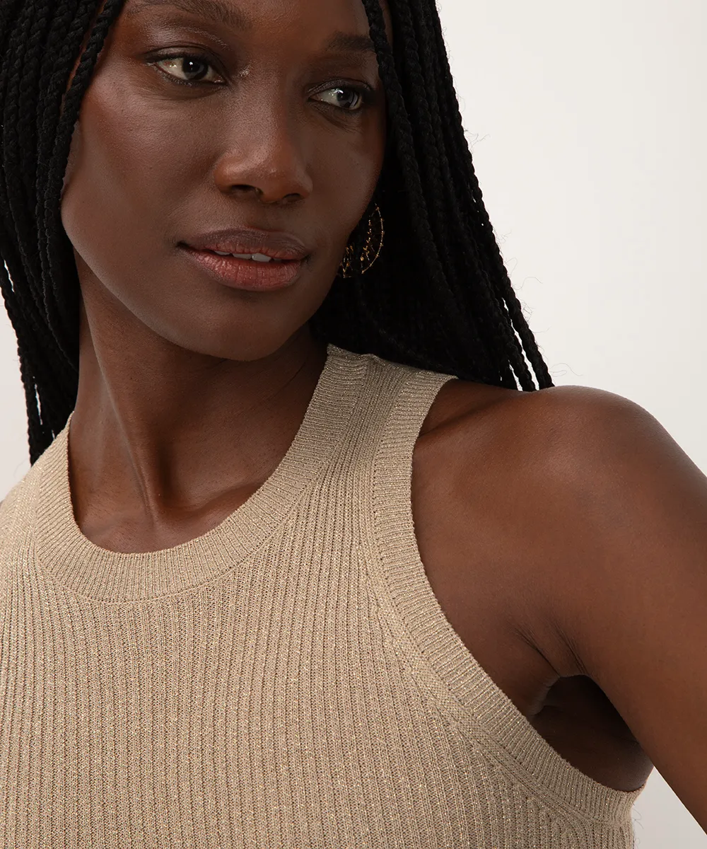 regata de tricot lurex dourada — foto 4