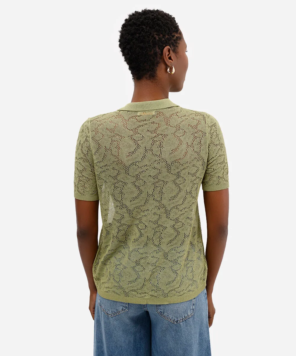 camisa feminina de tricot manga curta verde — foto 2
