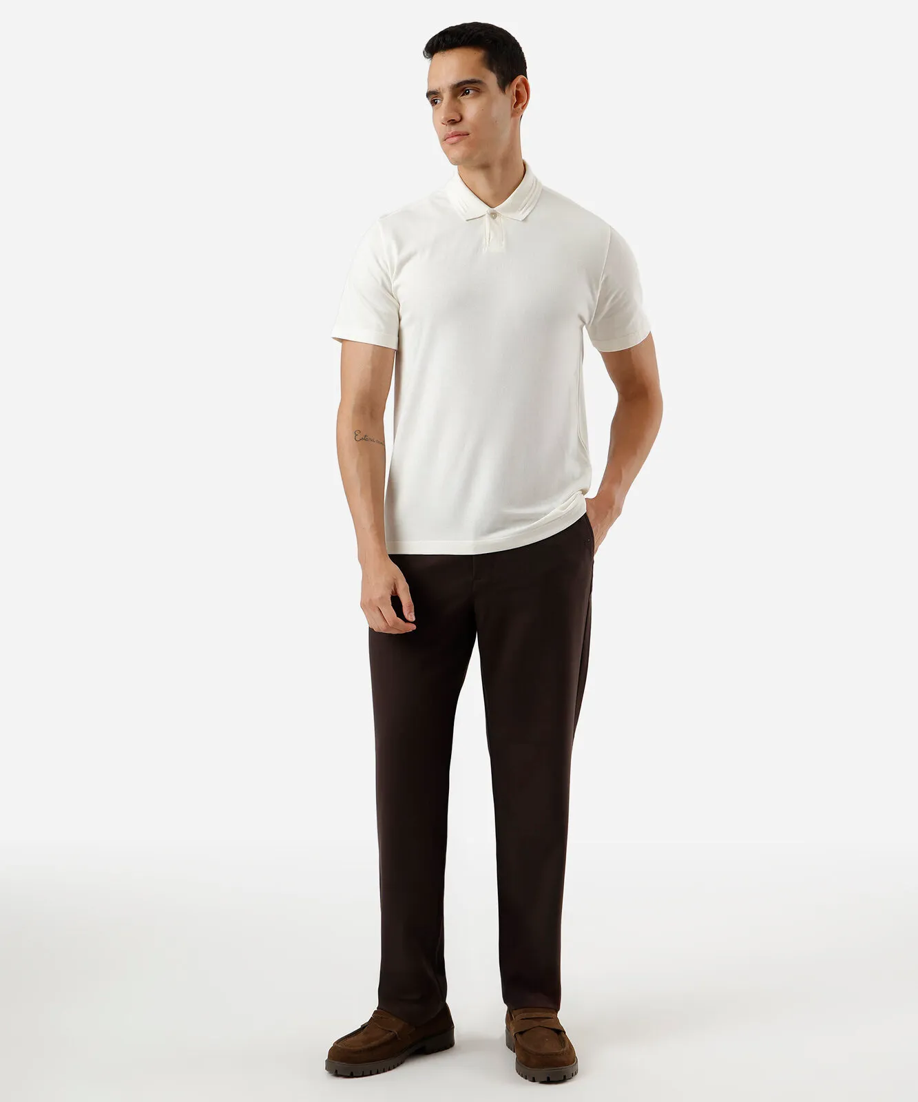 polo masculina de algodão manga curta off white — foto 3