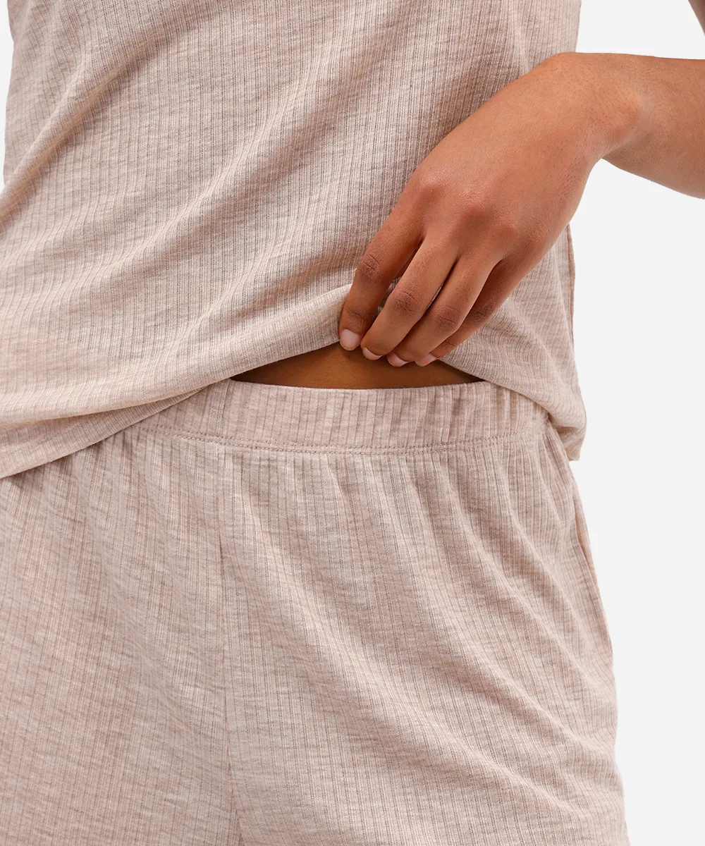 pijama short doll feminino canelado bege — foto 3