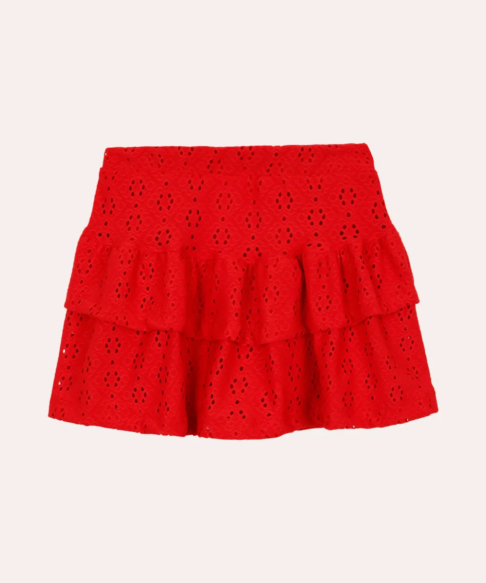 short saia de laise infantil vermelho — foto 2