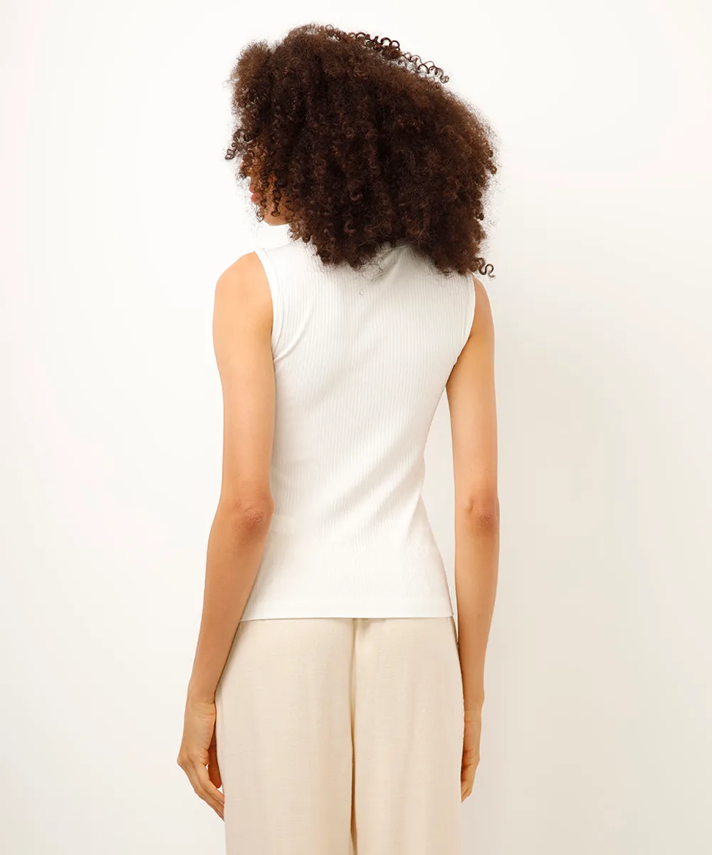 regata de viscose com botões canelada off white — foto 2