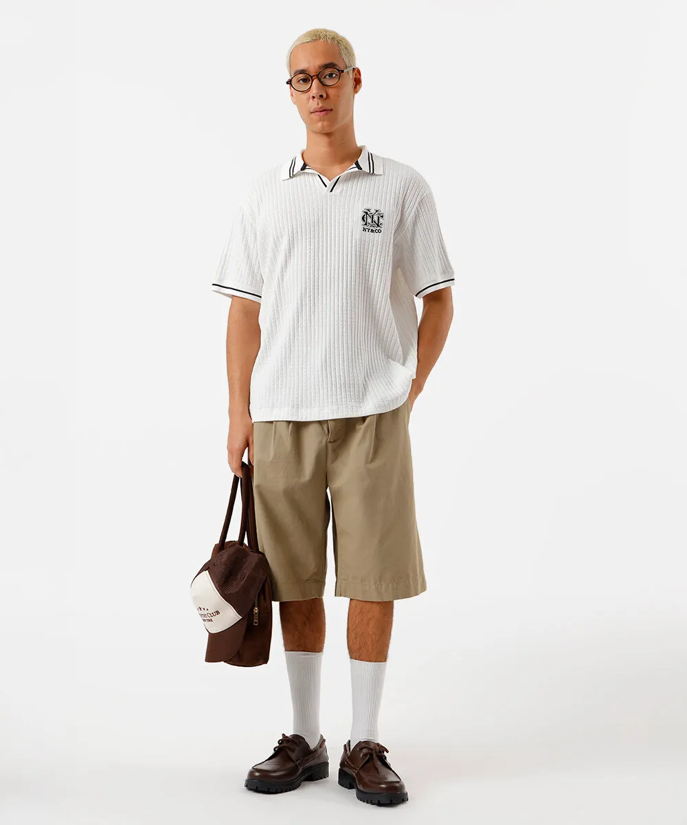 polo box fit masculina com bordado canelada off white — foto 3