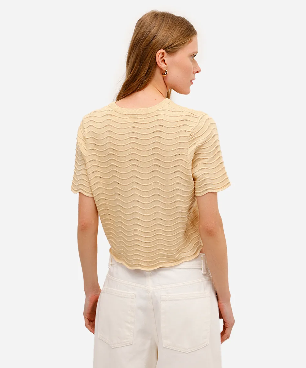blusa de tricot texturizada bege — foto 2