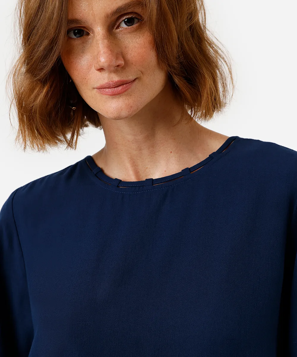 blusa feminina de viscose  manga curta azul — foto 4