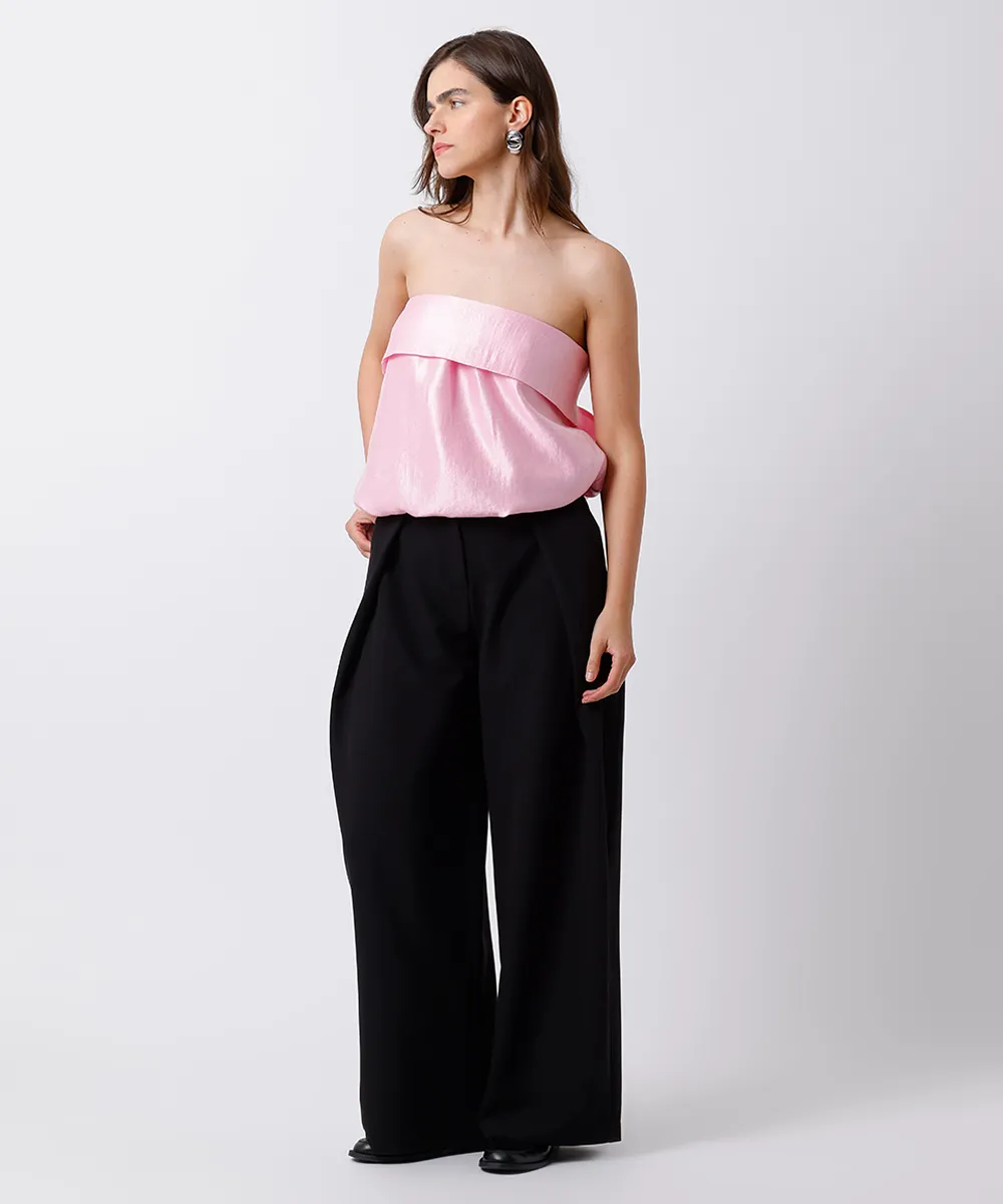 blusa feminina sem alça com laço acetinada mindset rosa — foto 3