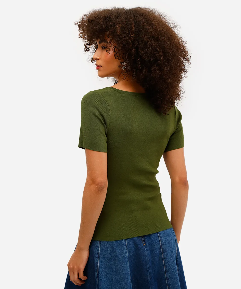 blusa feminina de viscose decote reto verde — foto 2