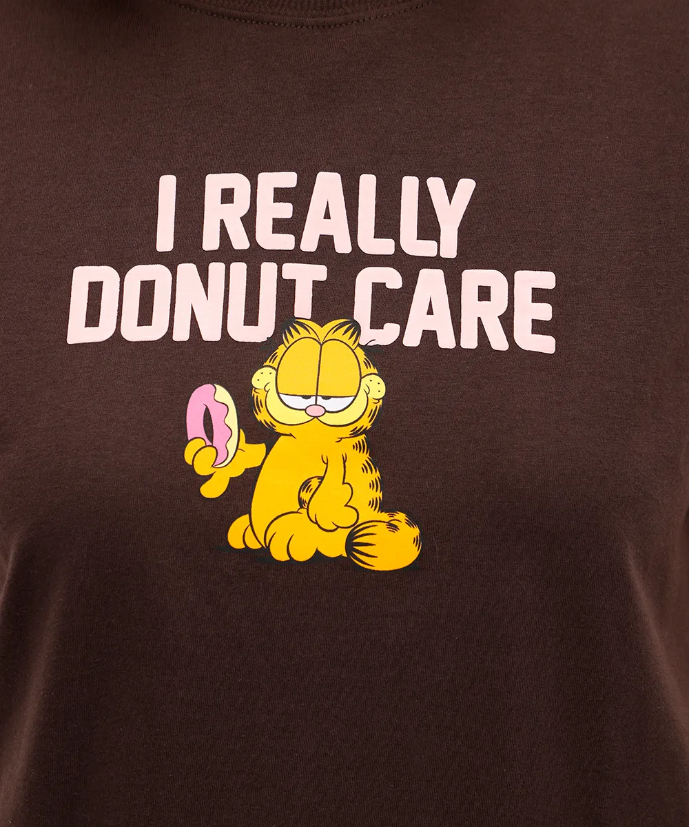 camiseta feminina de algodão garfield marrom — foto 2
