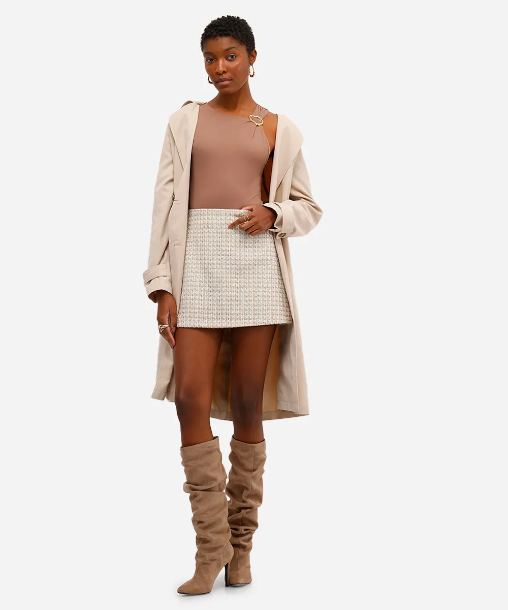 body feminino de poliamida com franzido marrom — foto 4