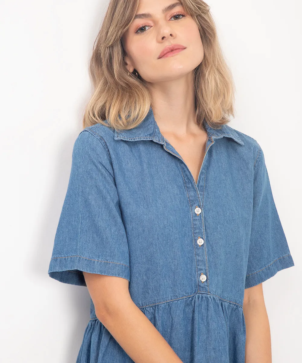 vestido jeans curto azul — foto 4
