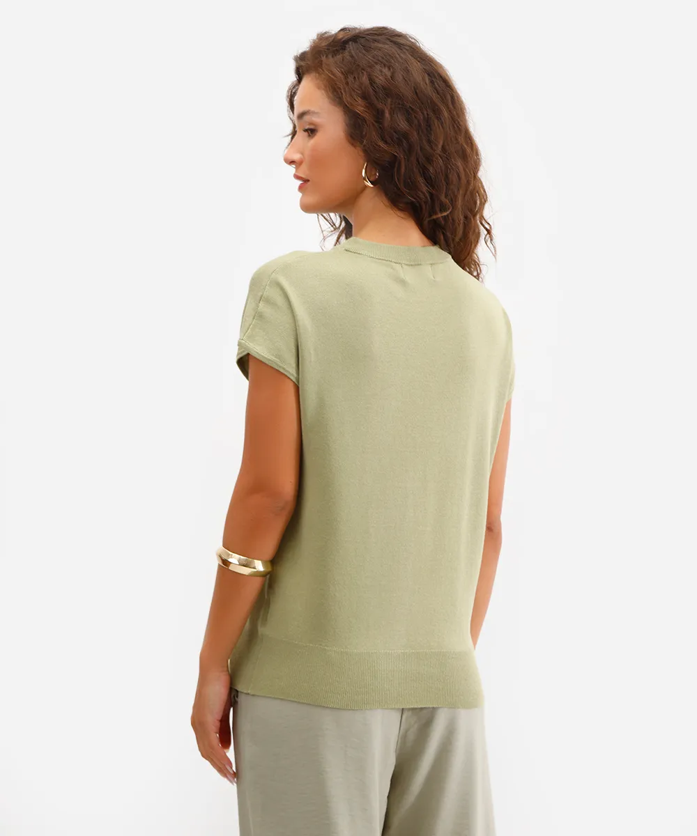 blusa muscle tee feminina de tricot verde — foto 2
