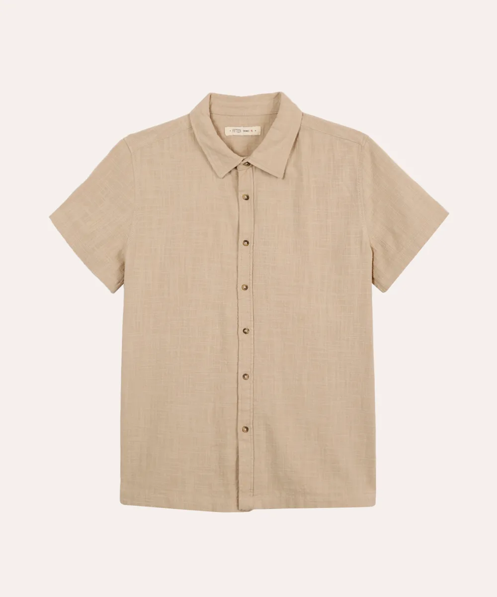 camisa de algodão juvenil texturizada bege