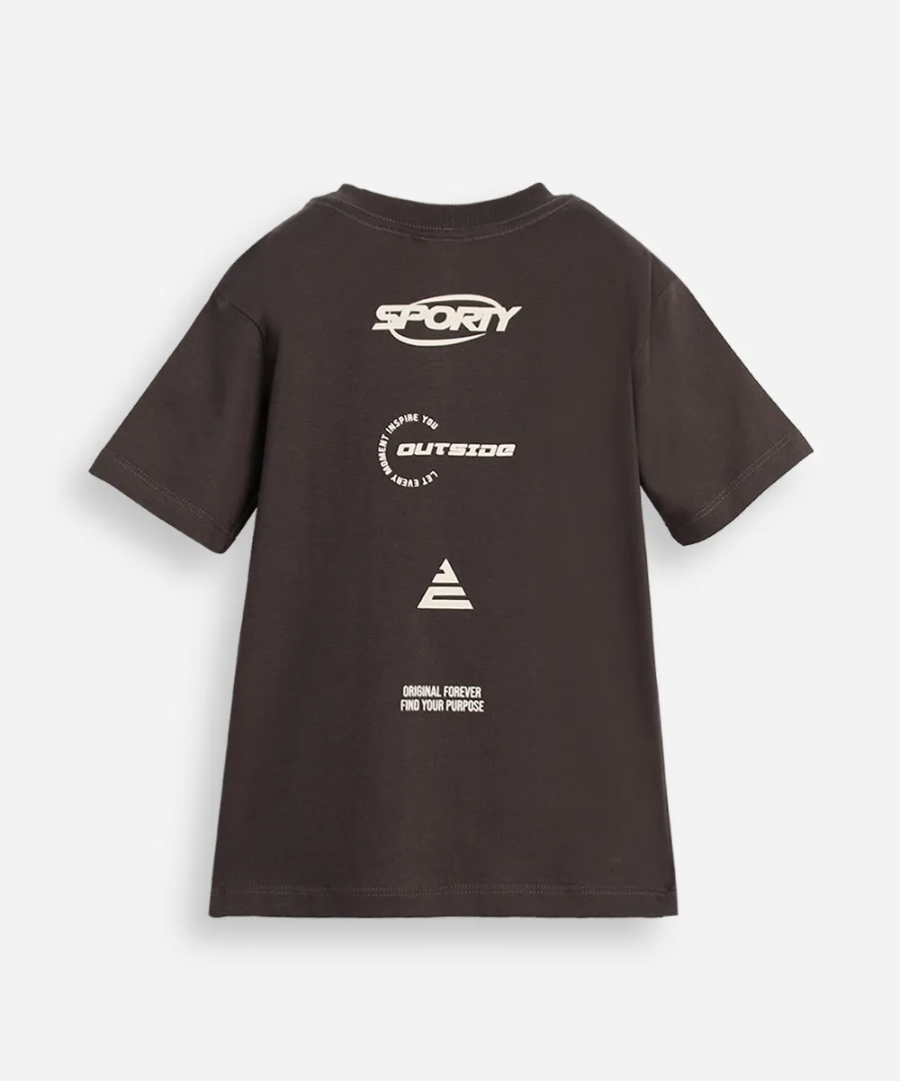 camiseta infantil de algodão estampada cinza — foto 3