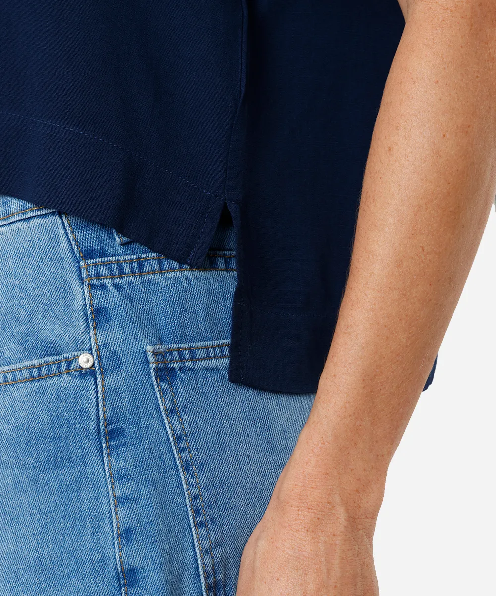blusa feminina de viscose  manga curta azul — foto 5