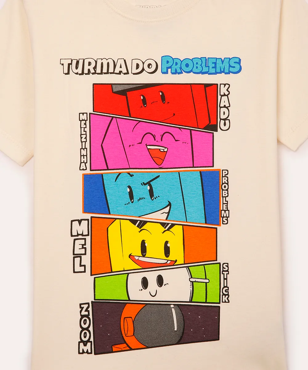 camiseta de algodão infantil turma do problems off white — foto 2