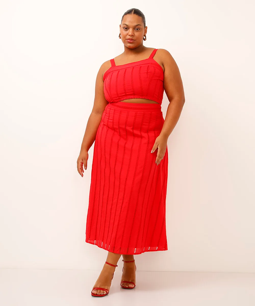 cropped de laise alça fina plus size vermelho — foto 3