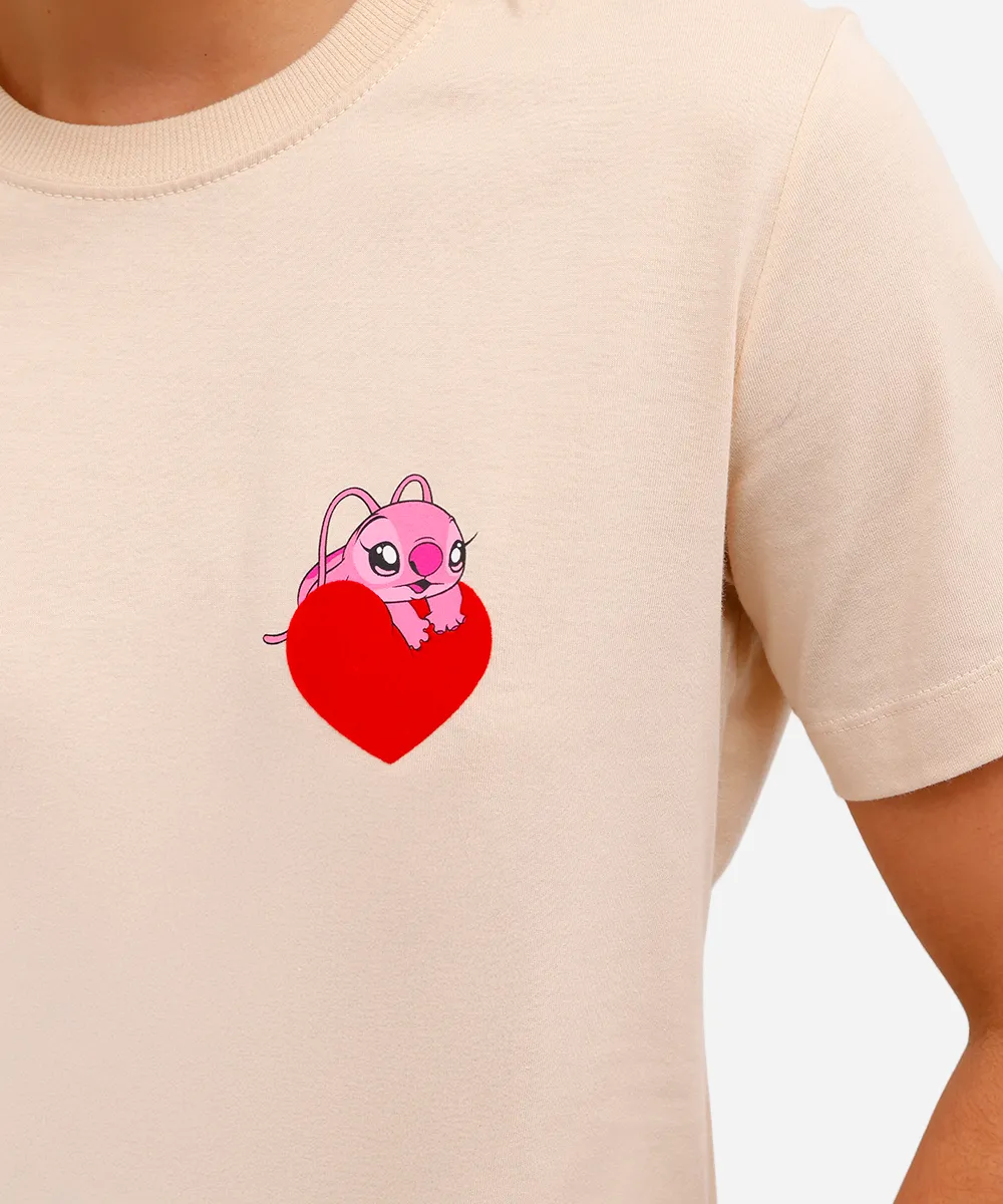 camiseta feminina de algodão stitch angel texturizada bege — foto 5