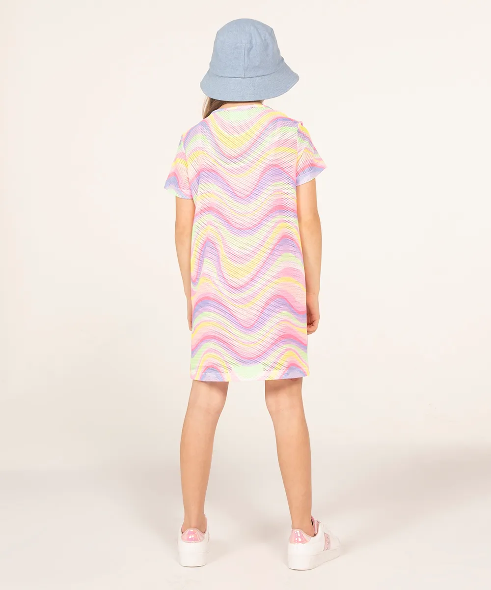 vestido infantil em tela manga curta onda multicor — foto 2