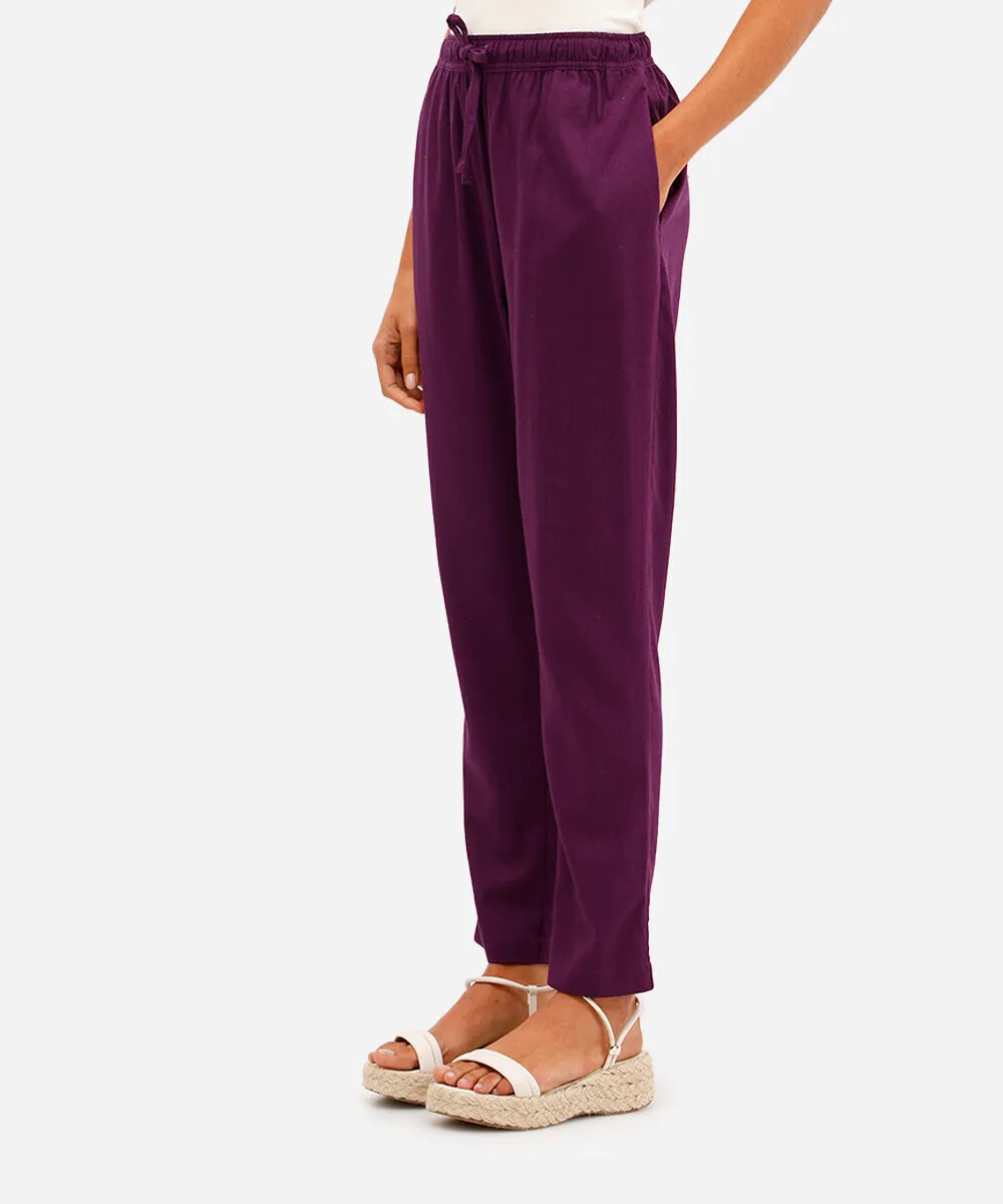 calça jogger feminina com linho roxo — foto 2