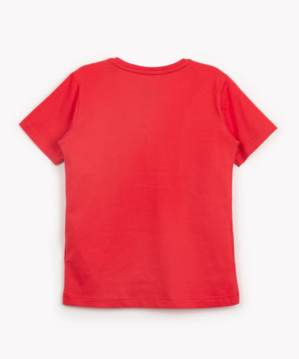 camiseta infantil de algodão enaldinho manga curta vermelho — foto 3